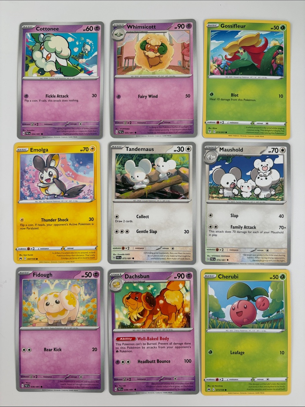 💖 Cute Pokémon Card Lot | Fidough Dachsbun Emolga Tandemaus Cherubi ✨5/$25✨